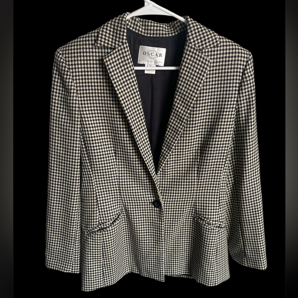 Vintage Oscar De La Renta 100% Silk Blazer Single Breasted Size 10 Made In USA